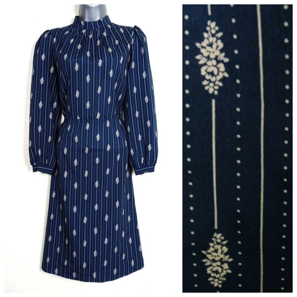 Vintage Midi Dress by Melissa Petites Long Sleeve Secretary Style Size Medium